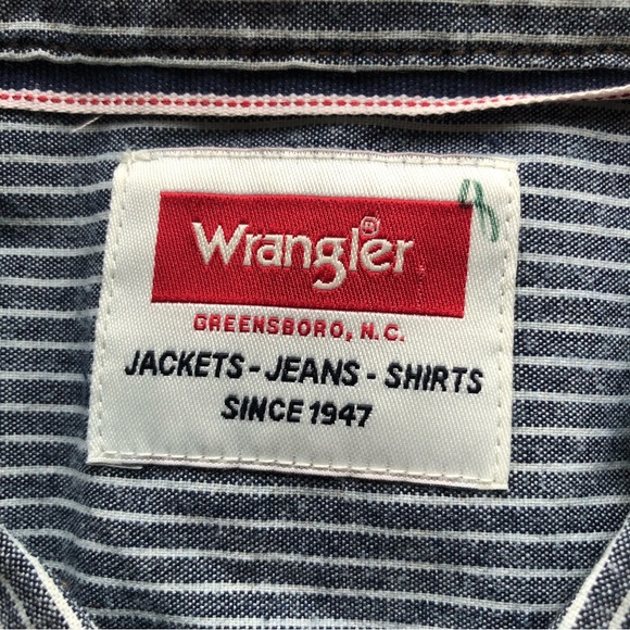 Wrangler Indigo Button-Up Shirt Men’s Size 3XL Blue/White Stripes Long Sleeves - Picture 14 of 16